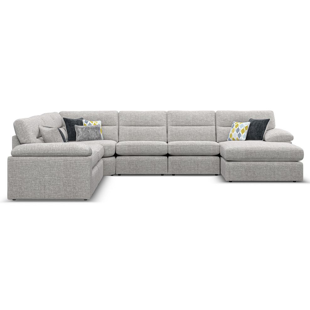 Morgan Modular 6 Seater Right Hand Corner Sofa with Chaise in Santos Silver with Green and Grey Scatters - Group 19 4