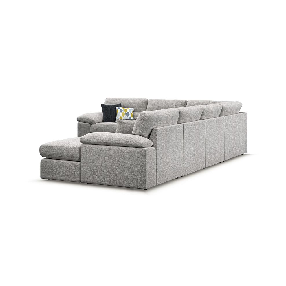 Morgan Modular 6 Seater Right Hand Corner Sofa with Chaise in Santos Silver with Green and Grey Scatters - Group 19 5