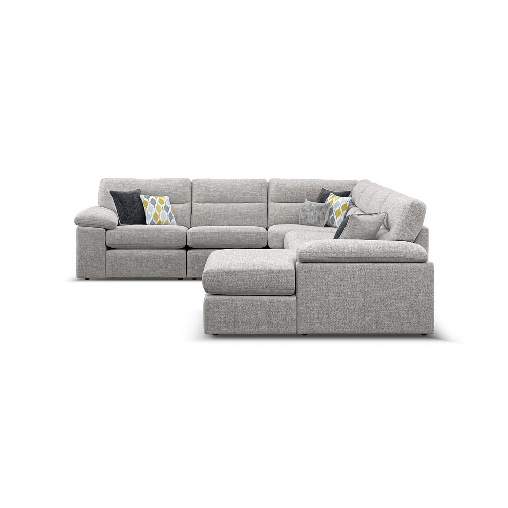 Morgan Modular 6 Seater Right Hand Corner Sofa with Chaise in Santos Silver with Green and Grey Scatters - Group 19 6