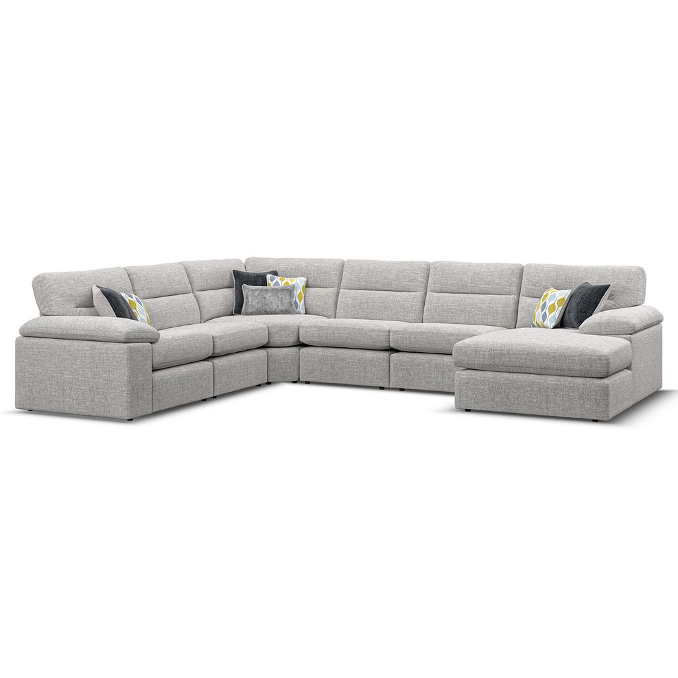 Morgan Modular 6 Seater Right Hand Corner Sofa with Chaise in Santos Silver with Green and Grey Scatters - Group 19 3