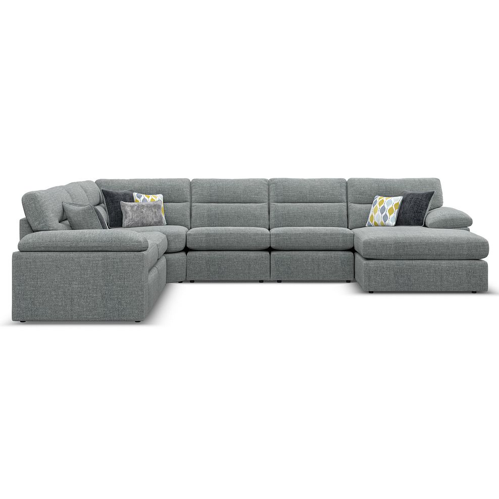 Morgan Modular 6 Seater Right Hand Corner Sofa with Chaise in Santos Steel with Green and Grey Scatters - Group 19 2
