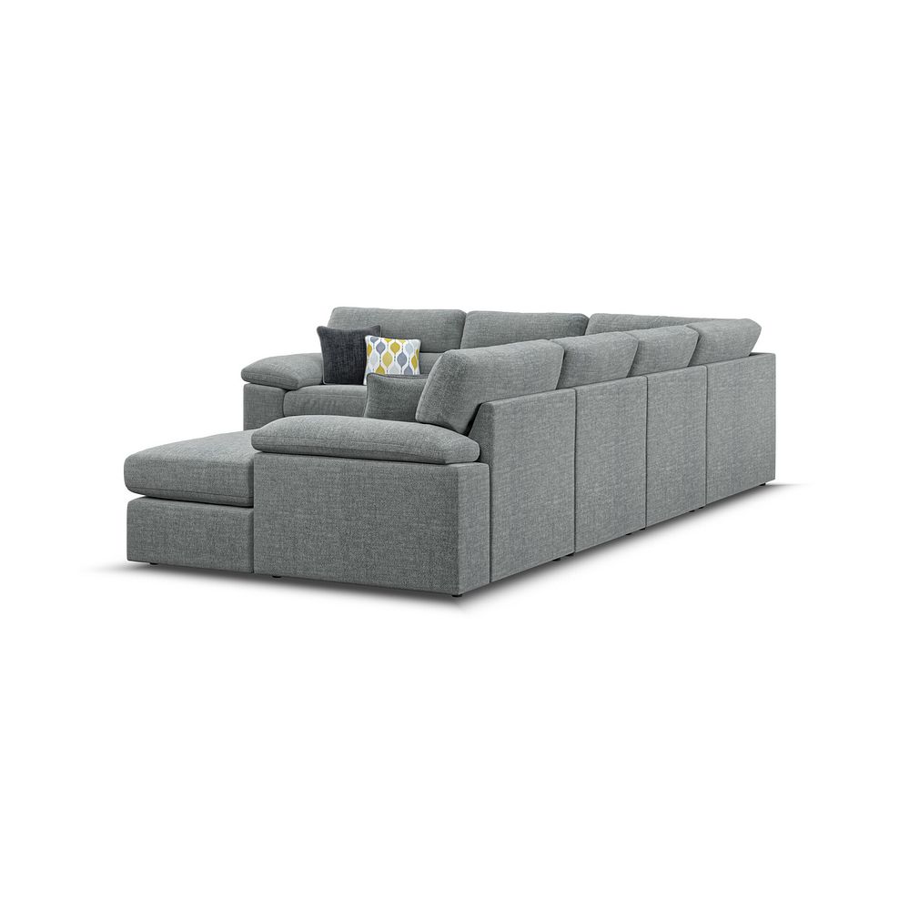 Morgan Modular 6 Seater Right Hand Corner Sofa with Chaise in Santos Steel with Green and Grey Scatters - Group 19 3
