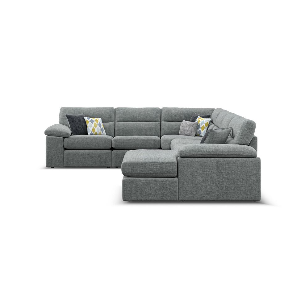 Morgan Modular 6 Seater Right Hand Corner Sofa with Chaise in Santos Steel with Green and Grey Scatters - Group 19 4