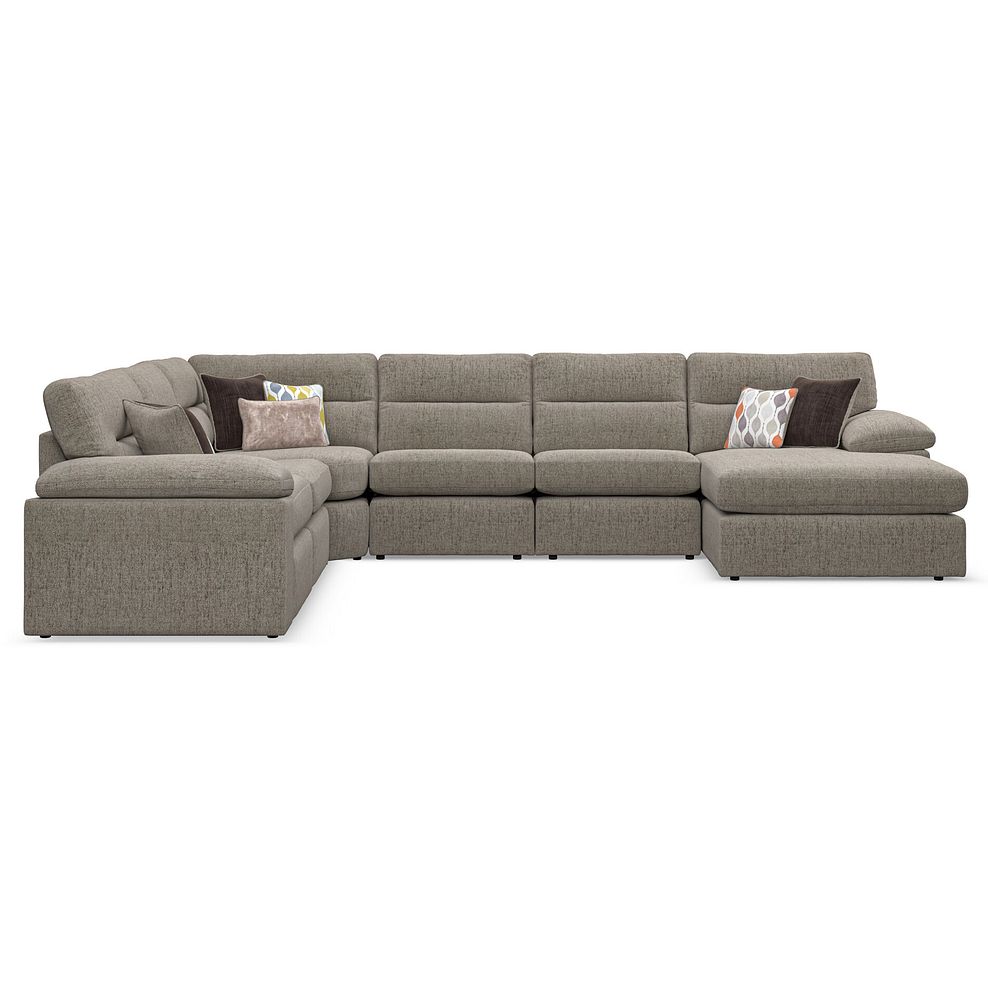 Morgan Modular 6 Seater Right Hand Corner Sofa with Chaise in Santos Taupe with Orange and Beige Scatters - Group 19 2
