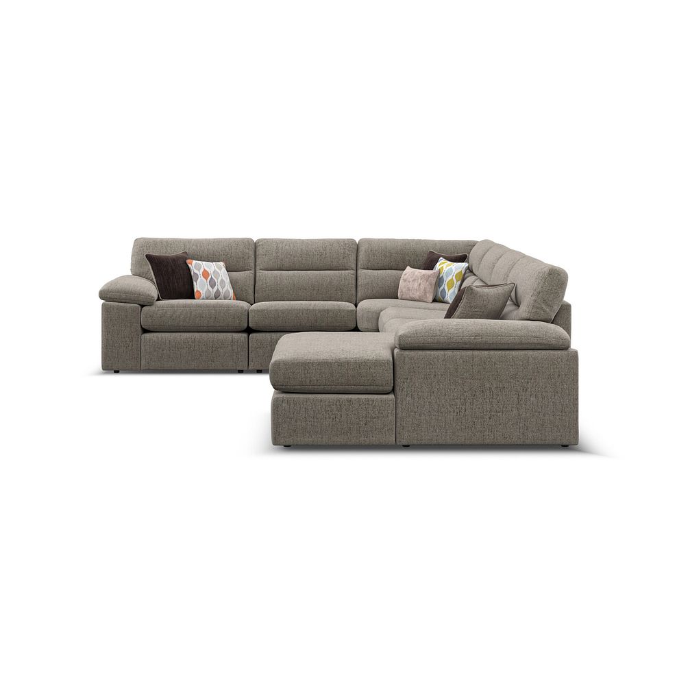 Morgan Modular 6 Seater Right Hand Corner Sofa with Chaise in Santos Taupe with Orange and Beige Scatters - Group 19 4
