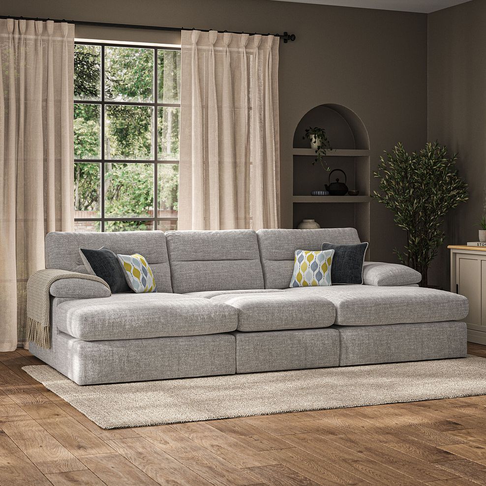 Morgan Small Fender Footstool in Santos Silver fabric 2