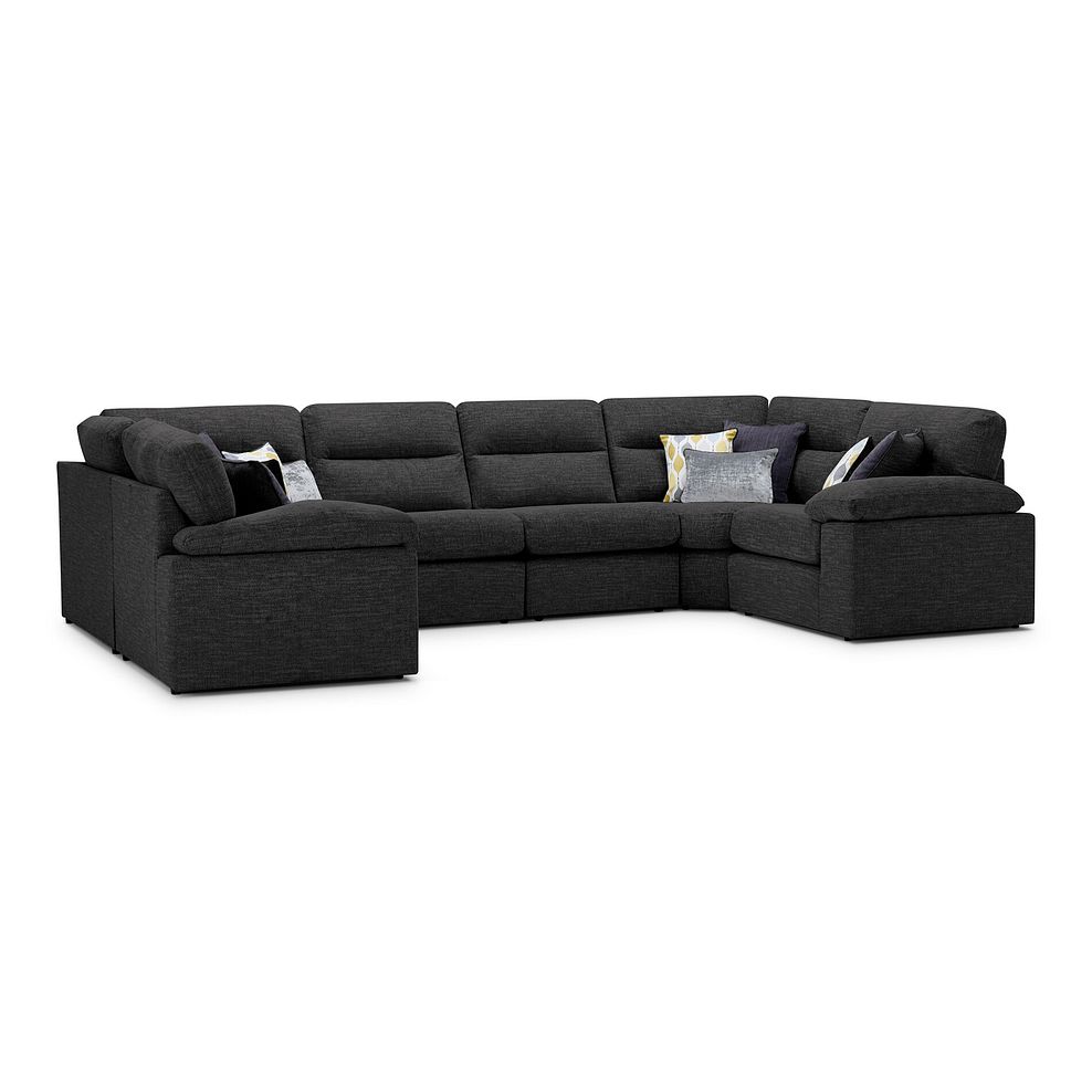 Morgan Small U-Shape Modular Corner Sofa in Santos Black with Green and Grey Scatters - Group 10 1