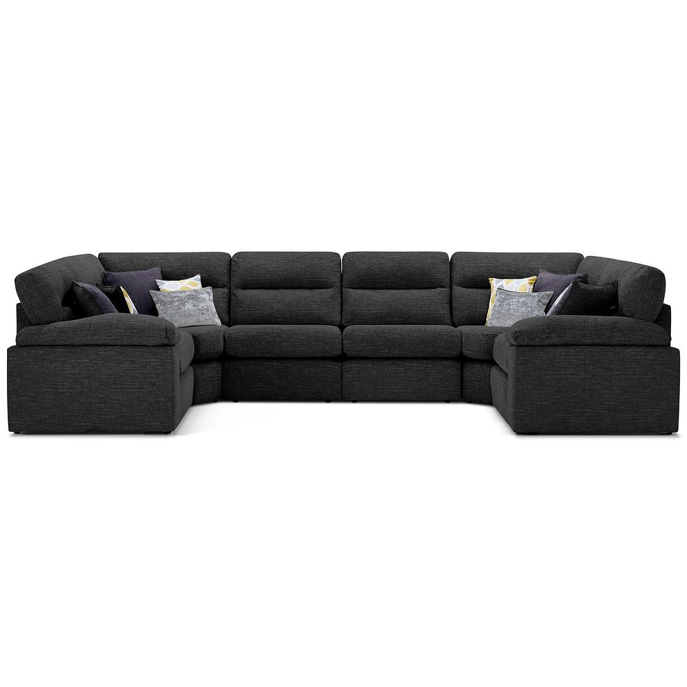 Morgan Small U-Shape Modular Corner Sofa in Santos Black with Green and Grey Scatters - Group 10 2