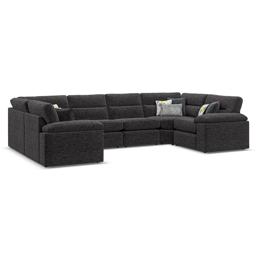 Morgan Small U-Shape Modular Corner Sofa in Santos Black with Green and Grey Scatters - Group 10 1