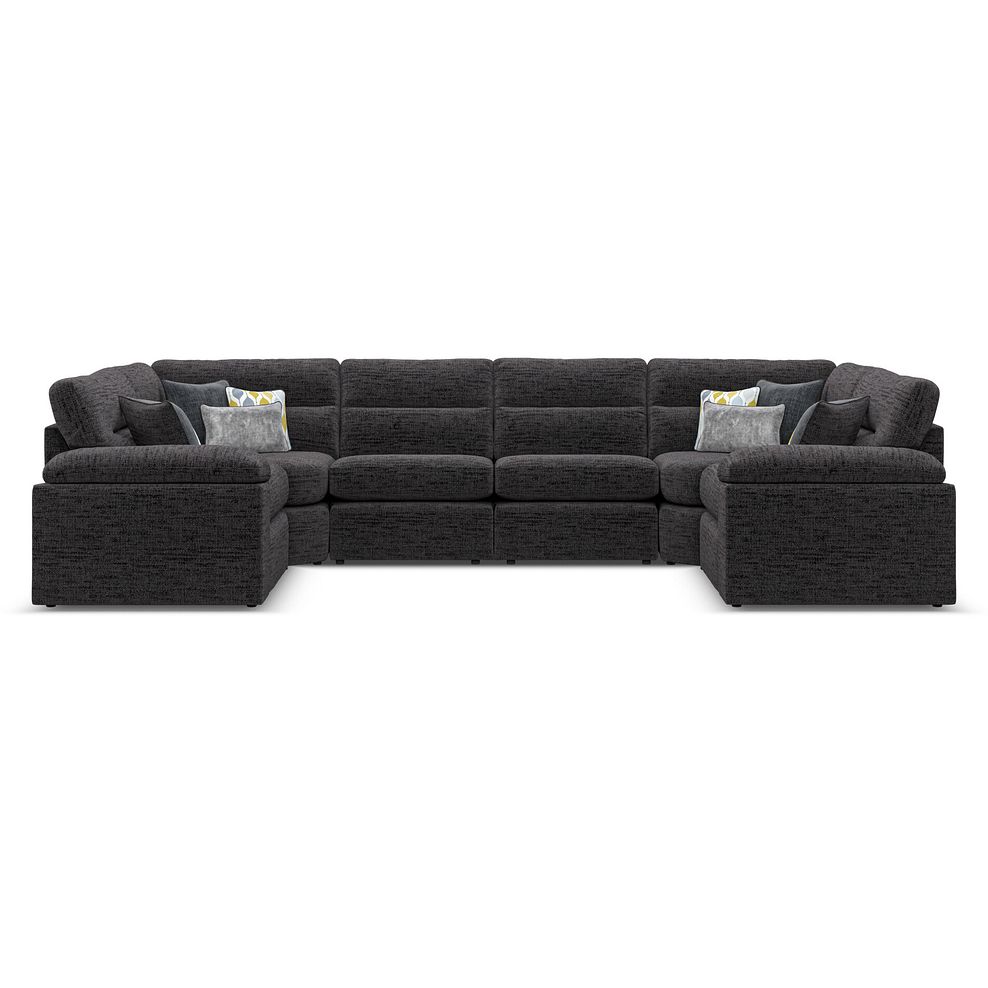 Morgan Small U-Shape Modular Corner Sofa in Santos Black with Green and Grey Scatters - Group 10 2