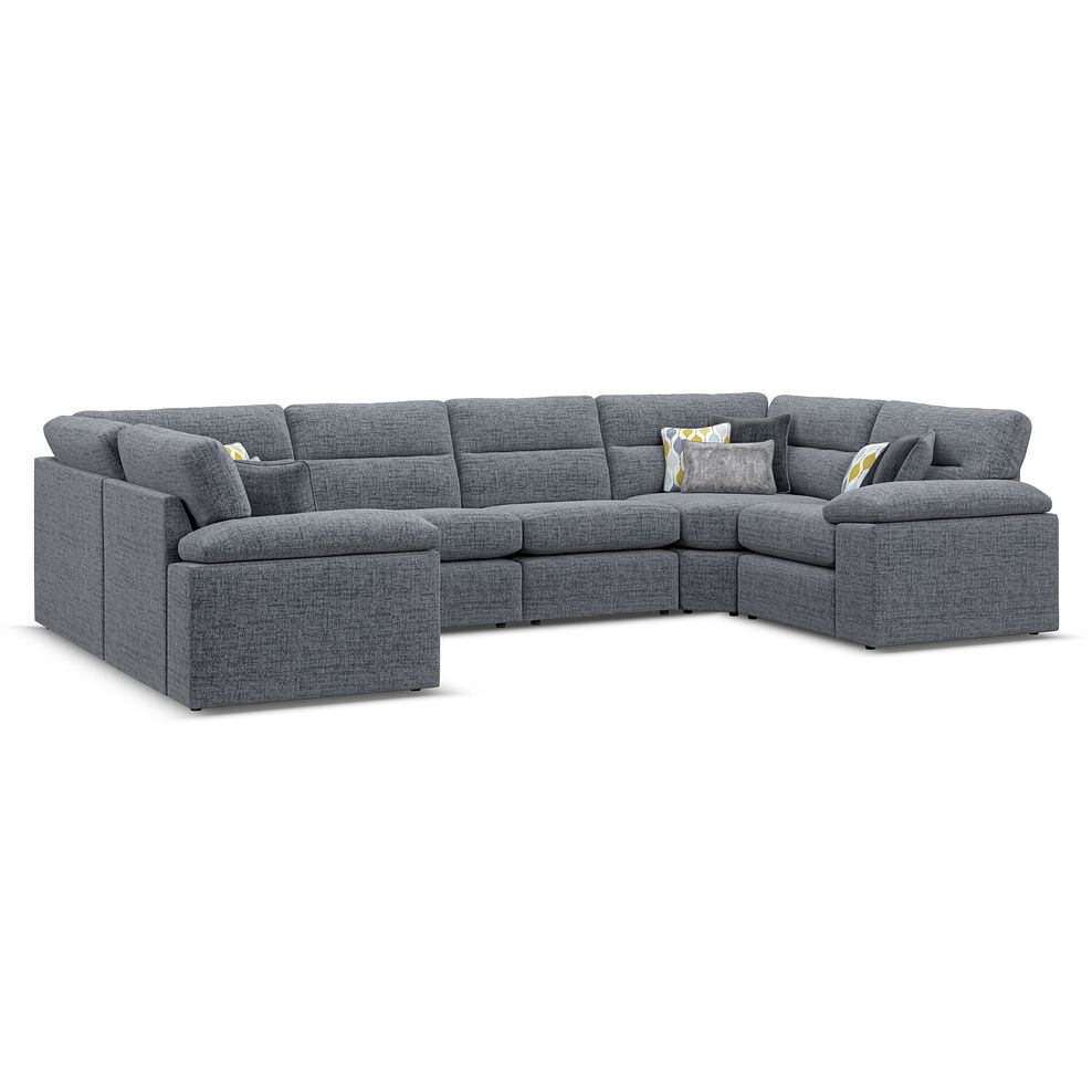 Morgan Small U-Shape Modular Corner Sofa in Santos Grey with Green and Grey Scatters - Group 10 1