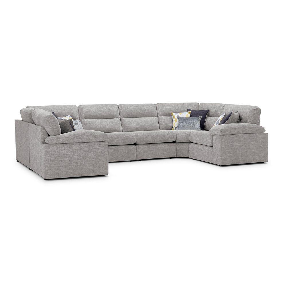 Morgan Small U-Shape Modular Corner Sofa in Santos Silver with Green and Grey Scatters - Group 10 1