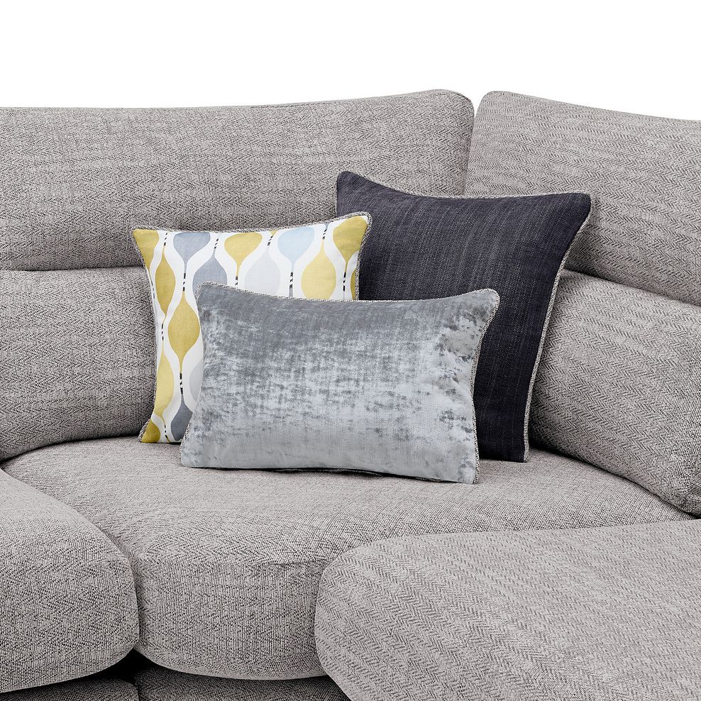 Morgan Small U-Shape Modular Corner Sofa in Santos Silver with Green and Grey Scatters - Group 10 7