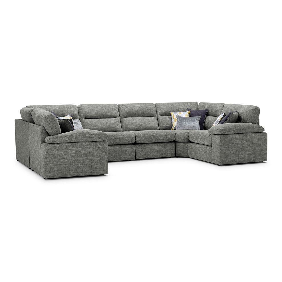 Morgan Small U-Shape Modular Corner Sofa in Santos Steel with Green and Grey Scatters - Group 10 1