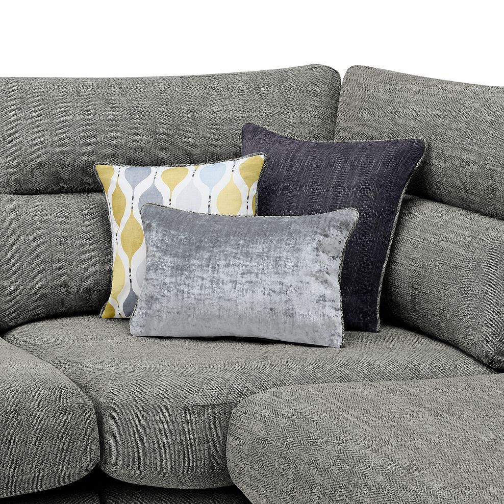Morgan Small U-Shape Modular Corner Sofa in Santos Steel with Green and Grey Scatters - Group 10 7