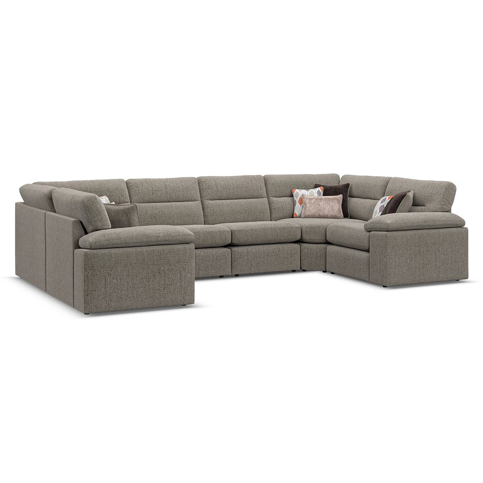 Morgan Small U-Shape Modular Corner Sofa in Santos Taupe with Orange and Beige Scatters - Group 10 1