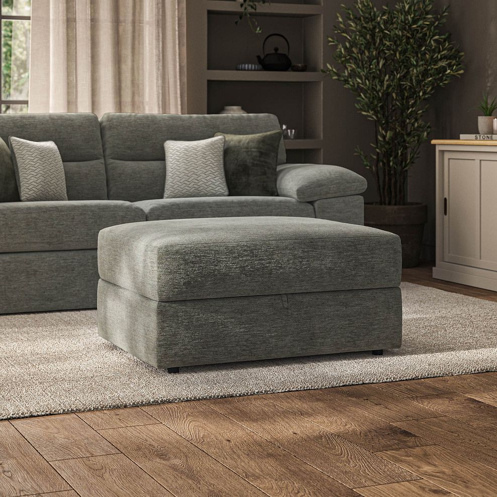 Morgan Storage Footstool in Olive Green Fabric 3