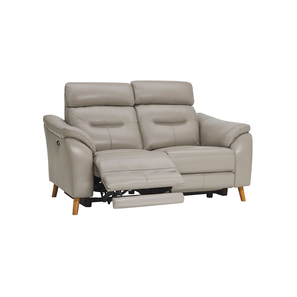 Muse Light Grey Leather 2 Seater Electric Recliner Sofa 4