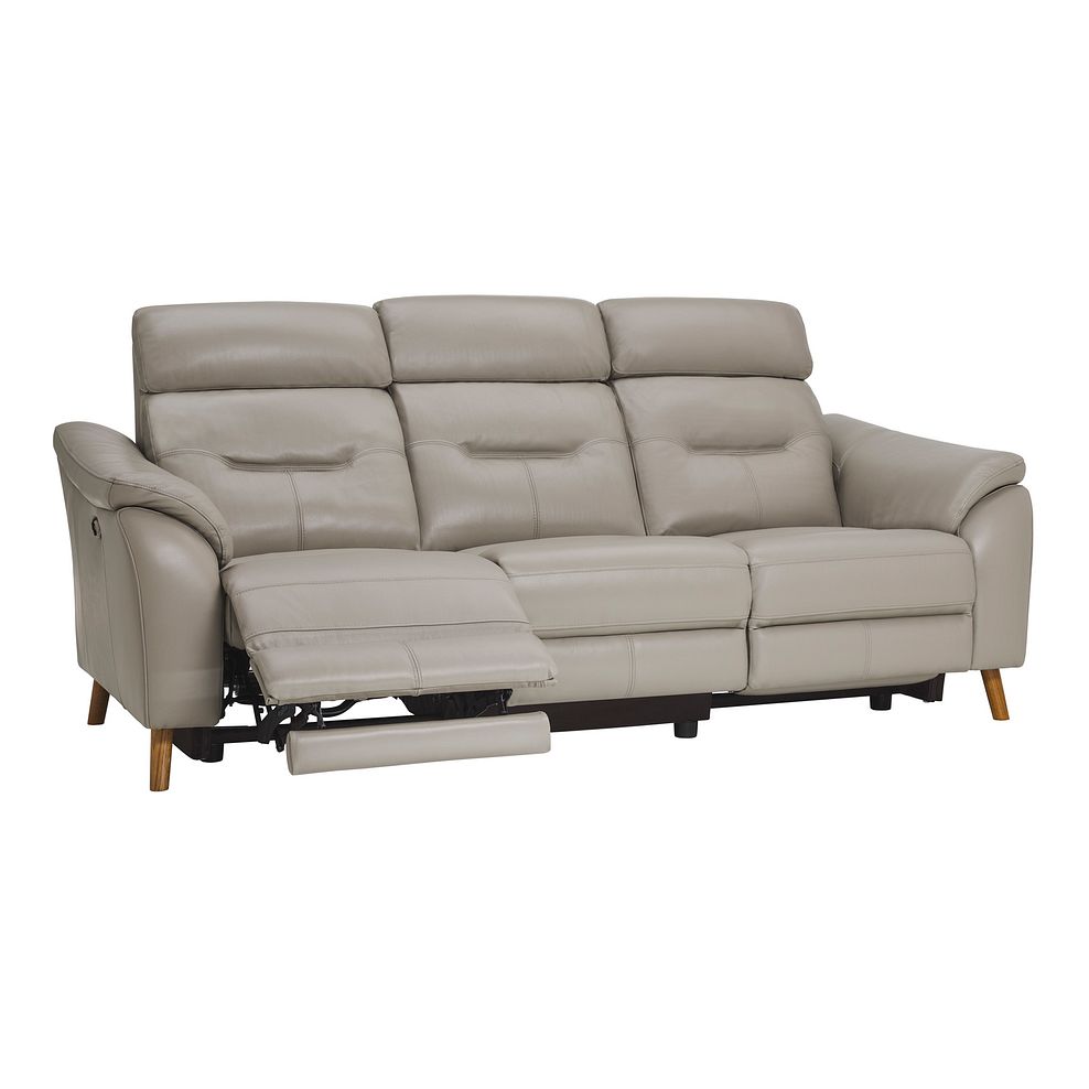 Muse Light Grey Leather 3 Seater Electric Recliner Sofa 4