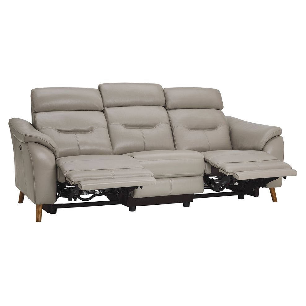 Muse Light Grey Leather 3 Seater Electric Recliner Sofa 6
