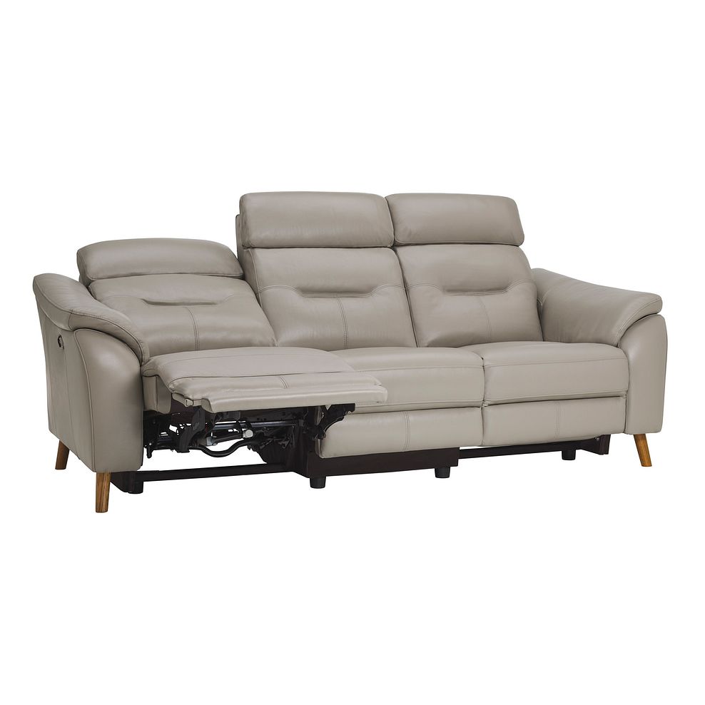 Muse Light Grey Leather 3 Seater Electric Recliner Sofa Thumbnail 5