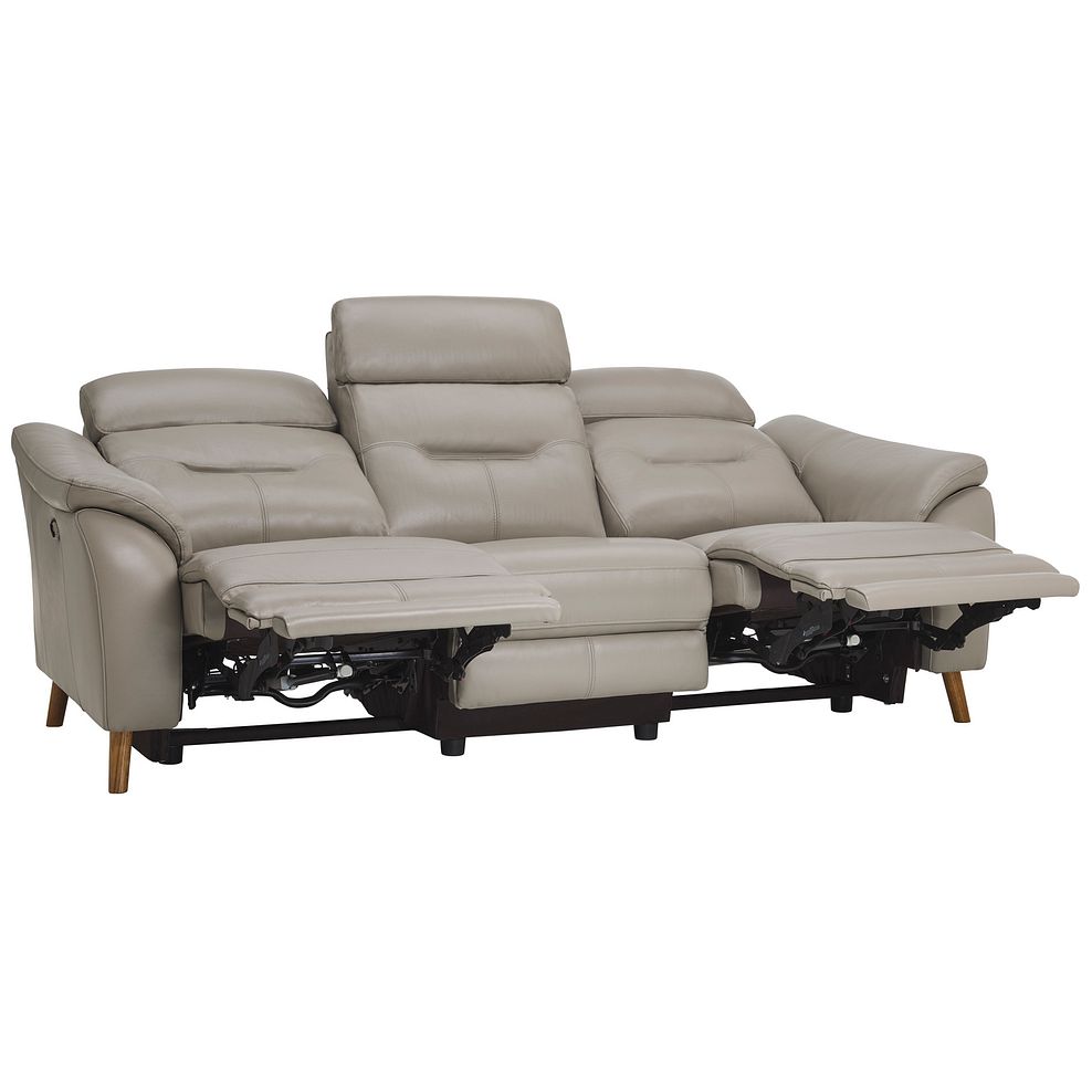 Muse Light Grey Leather 3 Seater Electric Recliner Sofa 7