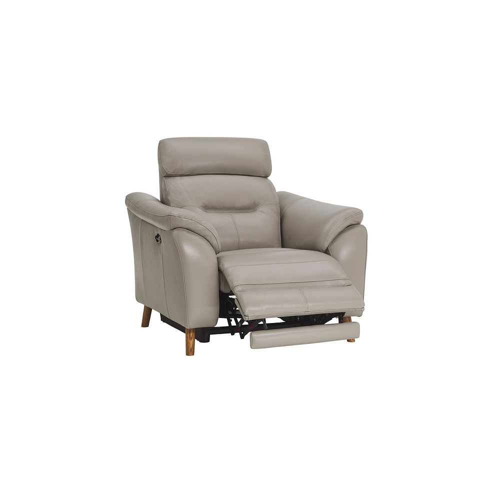 Muse Light Grey Leather Electric Recliner Armchair 3
