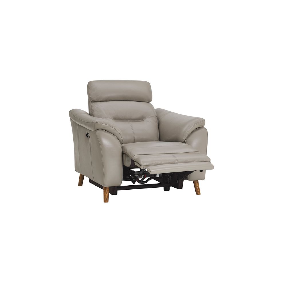 Muse Light Grey Leather Electric Recliner Armchair Thumbnail 4
