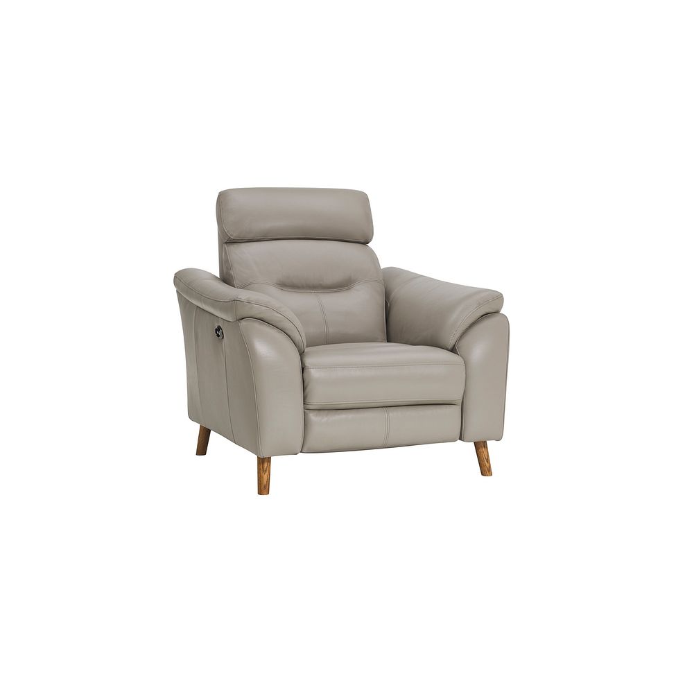 Muse Light Grey Leather Electric Recliner Armchair