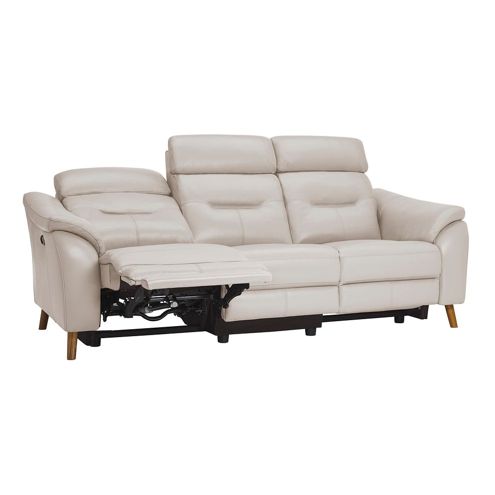 Muse Off White Leather 3 Seater Electric Recliner Sofa 4