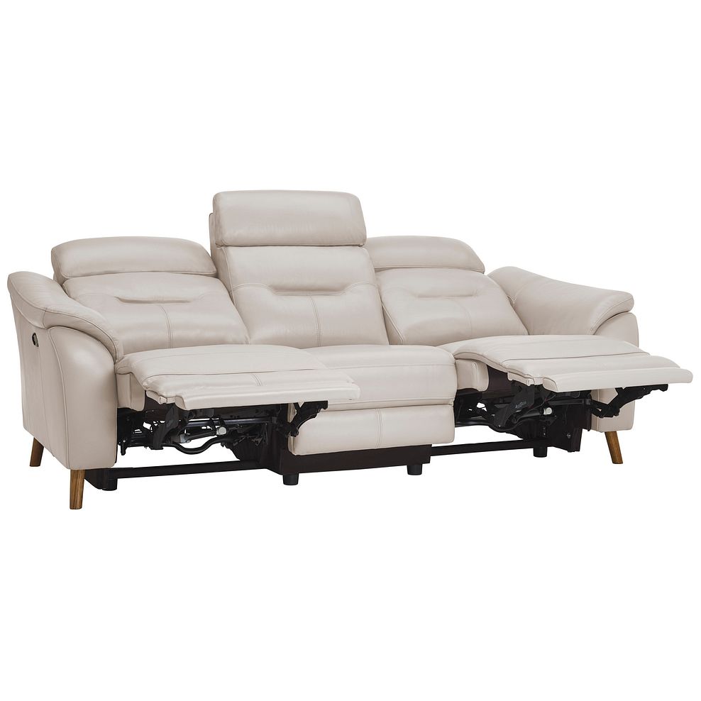 Muse Off White Leather 3 Seater Electric Recliner Sofa 6