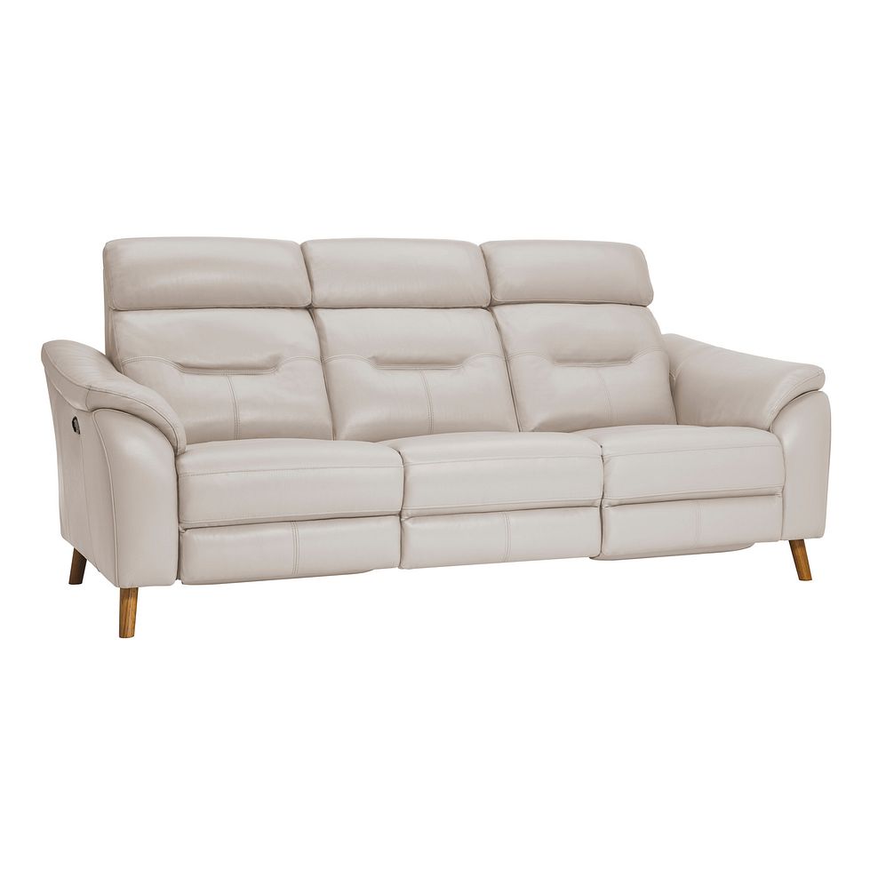 Muse Off White Leather 3 Seater Electric Recliner Sofa 1