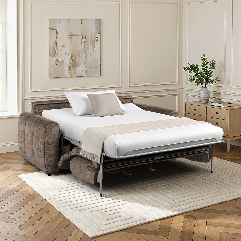 Nap 3 Seater Sofa Bed in Dapple Chocolate Fabric 1