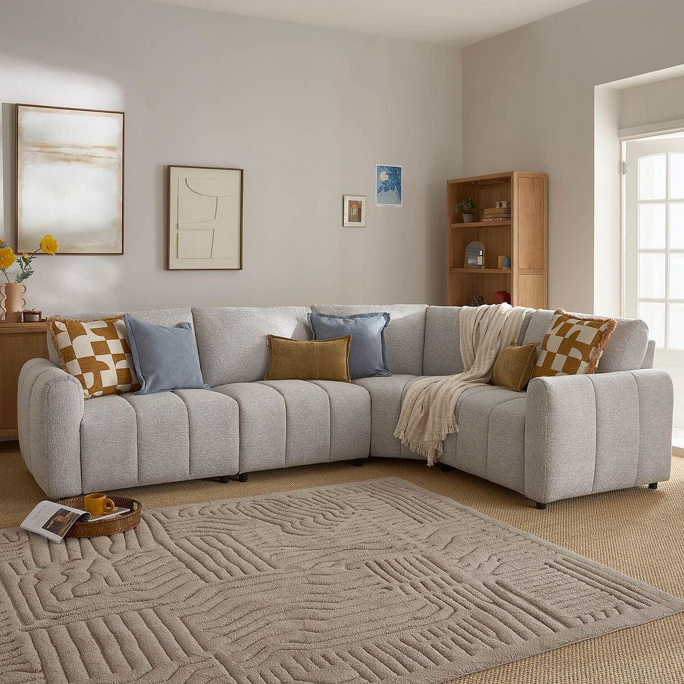 Nap 4 Seat Left Hand Modular Corner Sofa in  Coastal Linen Fabric - Group 4 1