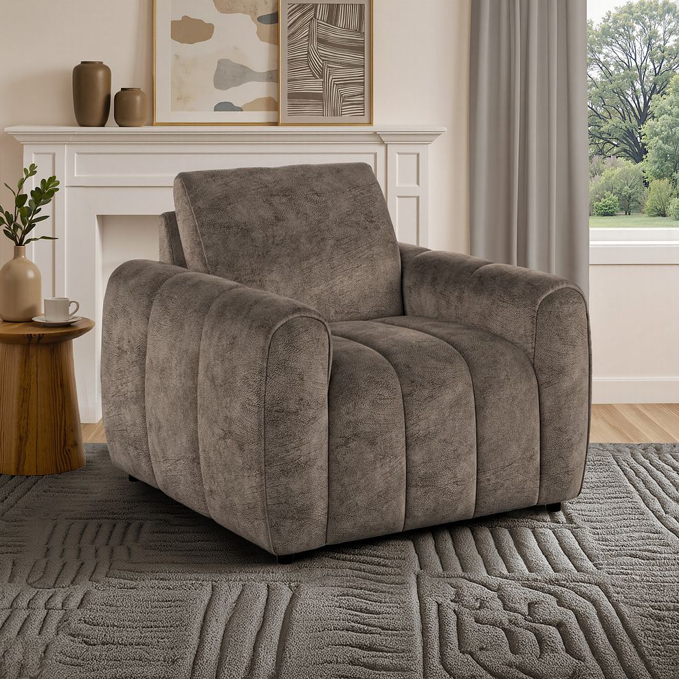 Nap Armchair in Dapple Chocolate Fabric 1