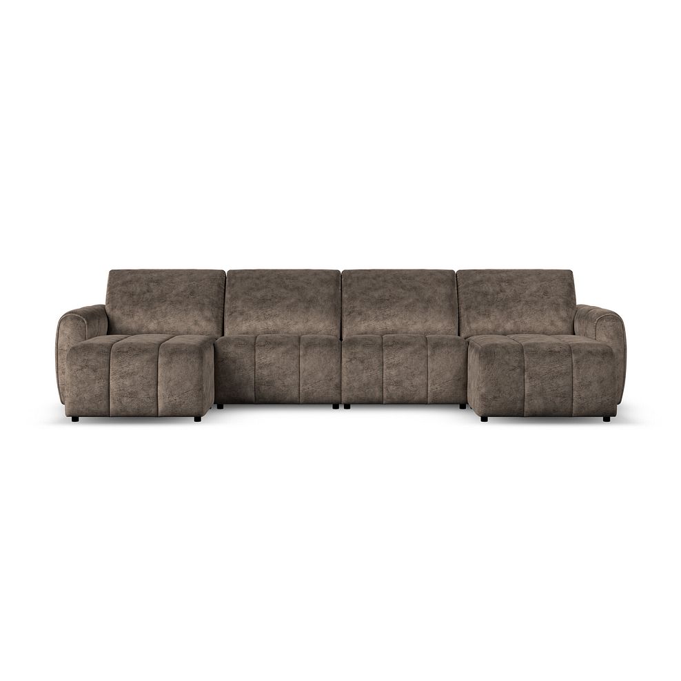 Nap Modular 4 Seater U-Shape Chaise Sofa in Dapple Chocolate Fabric  - Group 17 2