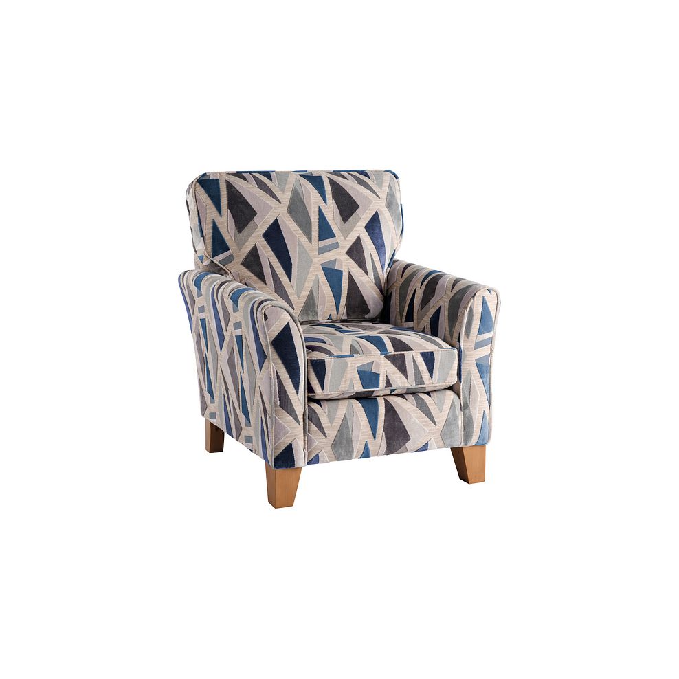 Claremont Accent Chair in Patterned Navy Fabric