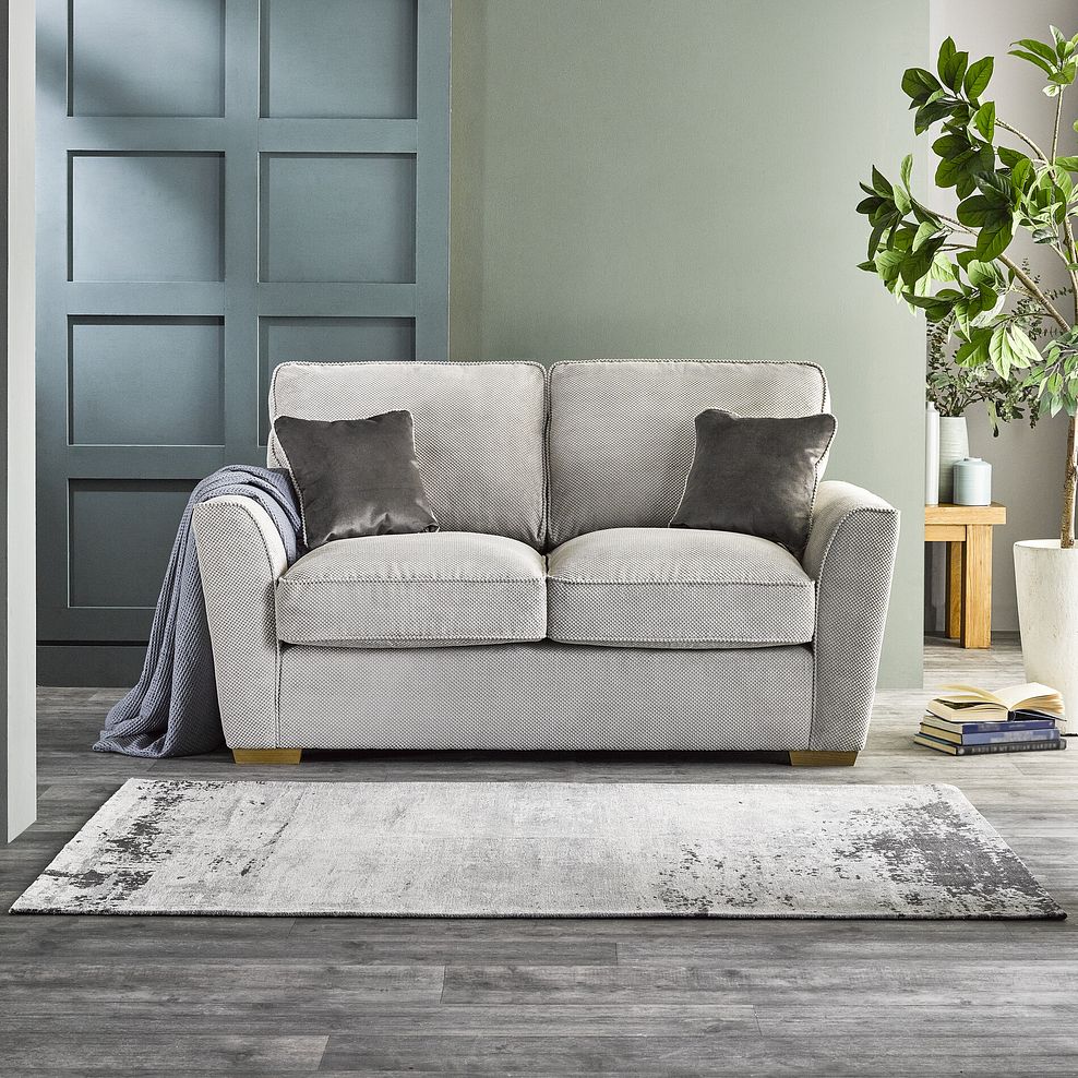Nebraska 2 Seater High Back Sofa in Aero Silver with Grey Scatters 1