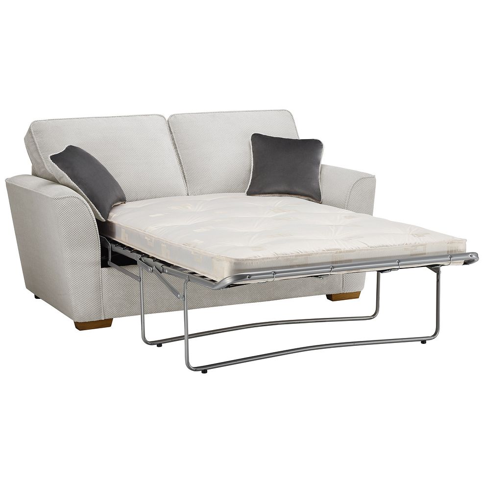 Nebraska 2 Seater Sofa Bed with Deluxe Mattress in Aero Silver with Grey Scatters Thumbnail 1