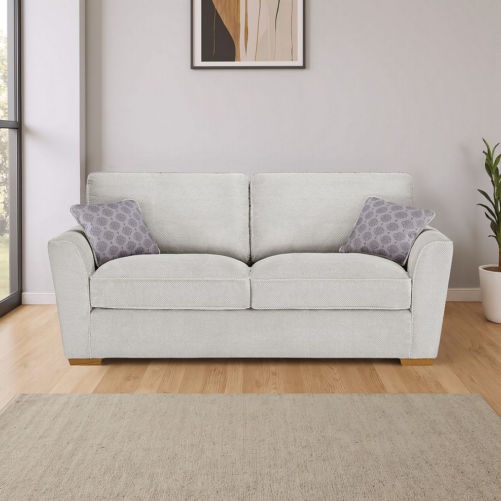 Nebraska 3 Seater High Back Sofa in Aero Silver with Grey Scatters 1