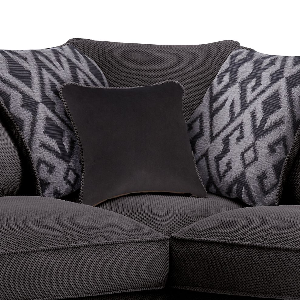 Nebraska Left Hand Corner Pillow Back Sofa with Storage Footstool in Aero Charcoal with Grey Scatters 3