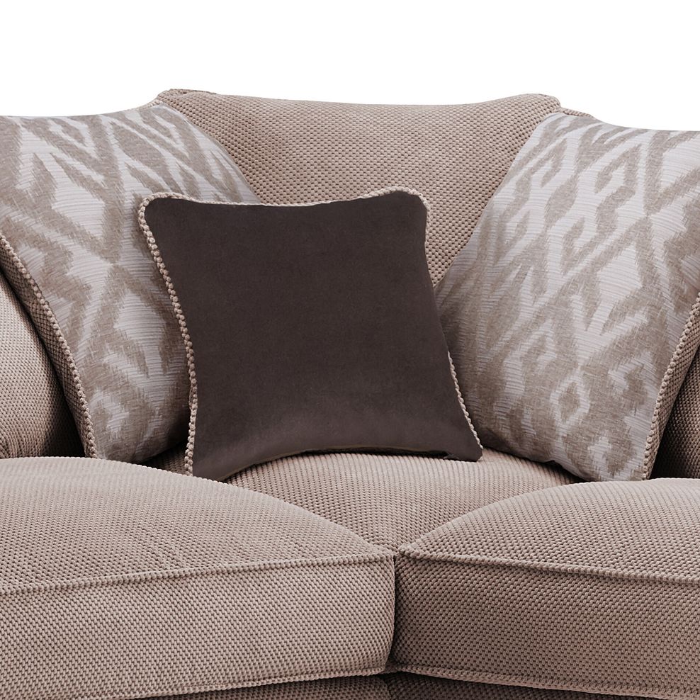 Nebraska Left Hand Corner Pillow Back Sofa with Storage Footstool in Aero Fawn with Taupe Scatters 3