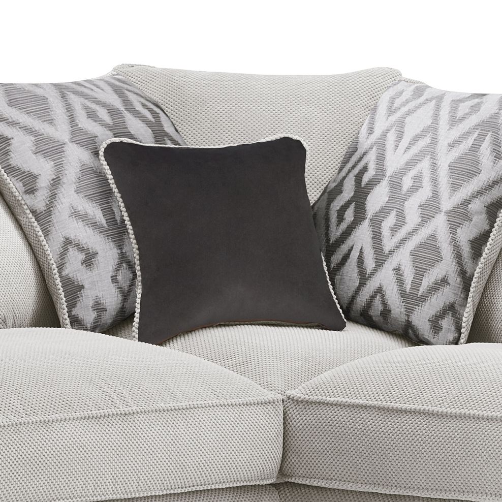 Nebraska Left Hand Corner Pillow Back Sofa with Storage Footstool in Aero Silver with Grey Scatters 4