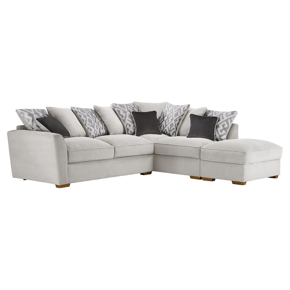 Nebraska Left Hand Corner Pillow Back Sofa with Storage Footstool in Aero Silver with Grey Scatters Thumbnail 2