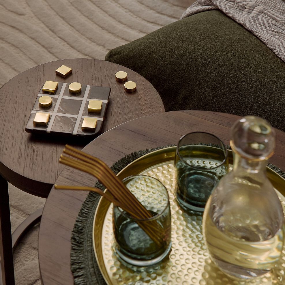 Detroit Solid Hardwood and Metal Nesting Side Tables 3