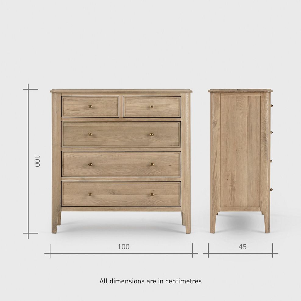 Newton Light Natural Solid Oak 2+3 Chest of Drawers 12