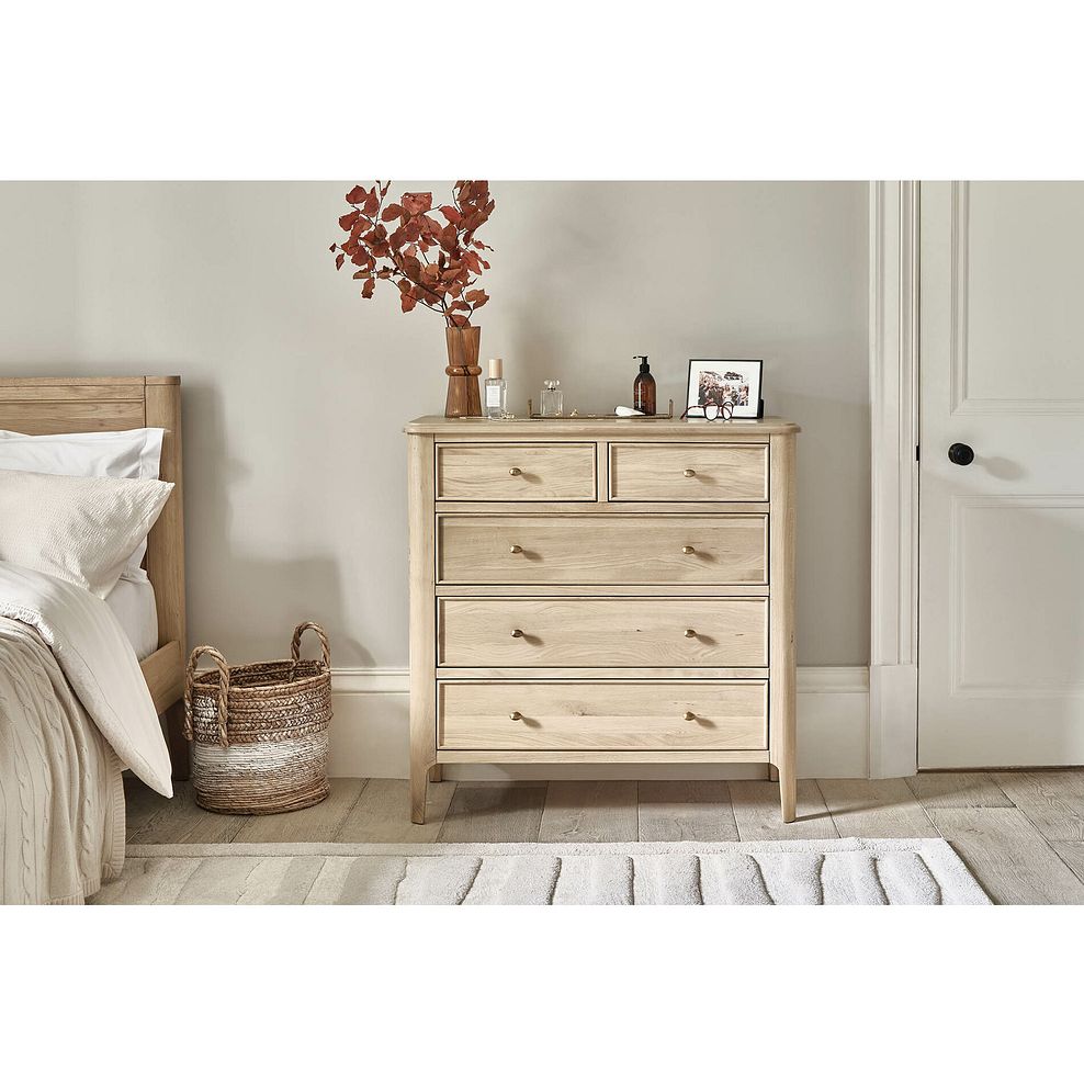 Newton Light Natural Solid Oak 2+3 Chest of Drawers Thumbnail 2