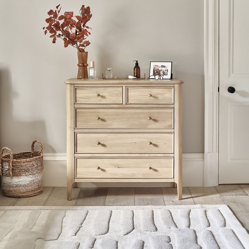 Newton Light Natural Solid Oak 2+3 Chest of Drawers 2