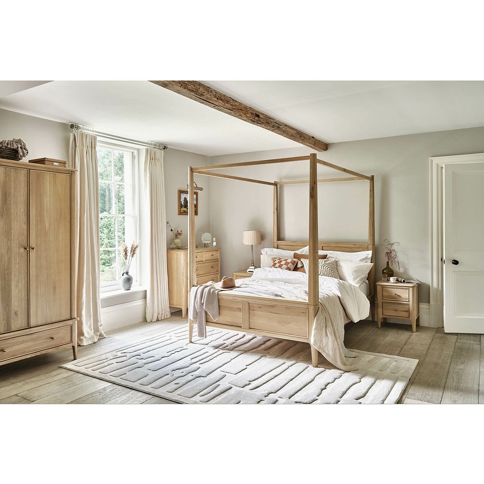 Newton Light Natural Solid Oak Double Four Poster Bed 1