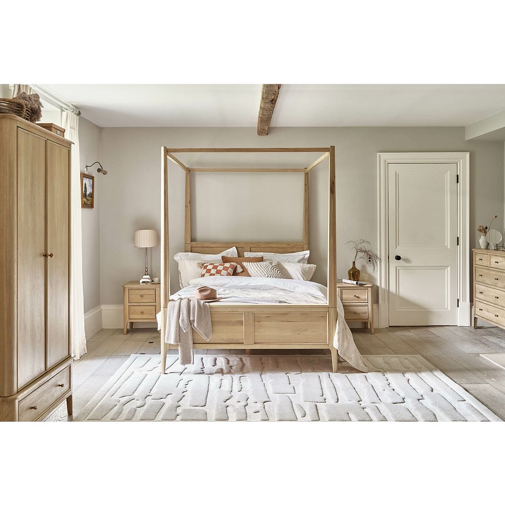 Newton Light Natural Solid Oak Double Four Poster Bed 2